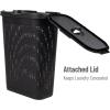 Mind Reader 40L Slim Laundry Hamper, Clothes Basket, Lid, Wicker Design, Plastic, 18″L x 10.4″W x 23.5″H, Set of 6, Black
