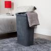 Mind Reader 40L Slim Laundry Hamper, Clothes Basket, Lid, Wicker Design, Plastic, 18″L x 10.4″W x 23.5″H, Set of 6, Gray