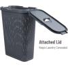 Mind Reader 40L Slim Laundry Hamper, Clothes Basket, Lid, Wicker Design, Plastic, 18″L x 10.4″W x 23.5″H, Set of 6, Gray