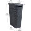 Mind Reader 40L Slim Laundry Hamper, Clothes Basket, Lid, Wicker Design, Plastic, 18″L x 10.4″W x 23.5″H, Set of 6, Gray