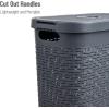 Mind Reader 40L Slim Laundry Hamper, Clothes Basket, Lid, Wicker Design, Plastic, 18″L x 10.4″W x 23.5″H, Set of 6, Gray