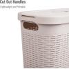 Mind Reader 40L Slim Laundry Hamper, Clothes Basket, Lid, Wicker Design, Plastic, 18″L x 10.4″W x 23.5″H, Set of 6, Ivory