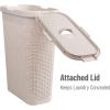 Mind Reader 40L Slim Laundry Hamper, Clothes Basket, Lid, Wicker Design, Plastic, 18″L x 10.4″W x 23.5″H, Set of 6, Ivory