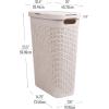 Mind Reader 40L Slim Laundry Hamper, Clothes Basket, Lid, Wicker Design, Plastic, 18″L x 10.4″W x 23.5″H, Set of 6, Ivory
