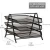 Mind Reader 4-Tier Paper Tray, Desktop Organizer, File Storage, Office, Metal Mesh, 12″ L x 13.75″ W x 12.5″ H, Pack of 2, Black(2 Pack)