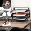 Mind Reader 4-Tier Paper Tray, Desktop Organizer, File Storage, Office, Metal Mesh, 12″ L x 13.75″ W x 12.5″ H, Pack of 2, Black(2 Pack)
