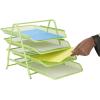 Mind Reader 4-Tier Paper Tray, Desktop Organizer, File Storage, Workspace, Office, Metal Mesh, 11.75″ L x 13.75″ W x 12.5″ H, Pink(Green)