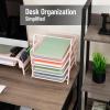 Mind Reader 4-Tier Paper Tray, Desktop Organizer, File Storage, Workspace, Office, Metal Mesh, 11.75″ L x 13.75″ W x 12.5″ H, Pink(Pink)