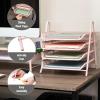Mind Reader 4-Tier Paper Tray, Desktop Organizer, File Storage, Workspace, Office, Metal Mesh, 11.75″ L x 13.75″ W x 12.5″ H, Pink(Pink)