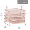 Mind Reader 4-Tier Paper Tray, Desktop Organizer, File Storage, Workspace, Office, Metal Mesh, 11.75″ L x 13.75″ W x 12.5″ H, Pink(Pink)