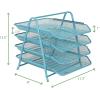 Mind Reader 4-Tier Paper Tray, Desktop Organizer, File Storage, Workspace, Office, Metal Mesh, 11.75″ L x 13.75″ W x 12.5″ H, Pink(Turquoise)