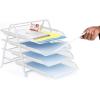 Mind Reader 4-Tier Paper Tray, Desktop Organizer, File Storage, Workspace, Office, Metal Mesh, 11.75″ L x 13.75″ W x 12.5″ H, Pink(White)