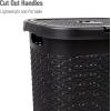 Mind Reader 50L Slim Laundry Hamper, Clothes Basket, Lid, Wicker Design, Plastic, 17.65″L x 13.75″W x 21″H, Blue(Black)