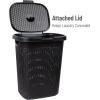 Mind Reader 50L Slim Laundry Hamper, Clothes Basket, Lid, Wicker Design, Plastic, 17.65″L x 13.75″W x 21″H, Blue(Black)