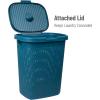Mind Reader 50L Slim Laundry Hamper, Clothes Basket, Lid, Wicker Design, Plastic, 17.65″L x 13.75″W x 21″H, Blue(Blue)