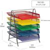 Mind Reader 5-Tier Paper Tray Organizer with Multicolor Trays, Classroom File Organizer for Teachers, Metal Mesh, Assorted Colors(Assorted Colors)