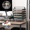 Mind Reader 5-Tier Paper Tray Organizer with Multicolor Trays, Classroom File Organizer for Teachers, Metal Mesh, Assorted Colors(Black)