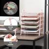 Mind Reader 5-Tier Paper Tray Organizer with Multicolor Trays, Classroom File Organizer for Teachers, Metal Mesh, Assorted Colors(Pink)