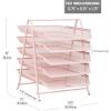 Mind Reader 5-Tier Paper Tray Organizer with Multicolor Trays, Classroom File Organizer for Teachers, Metal Mesh, Assorted Colors(Pink)