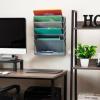 Mind Reader 5-Tier Vertical File Storage, Desktop Organizer, Wall Mount, Office, Plastic, 13″L x 4.25″W x 16″H, Black(Gray)