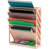 Mind Reader 5-Tier Vertical File Storage, Desktop Organizer, Wall Mount, Office, Plastic, 13″L x 4.25″W x 16″H, Black(Pink)