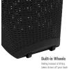 Mind Reader 60L Rolling Laundry Hamper, Clothes Basket, Wheels, Wicker Design, Plastic, 19.5″L x 14.75″W x 35″H, Black