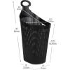 Mind Reader 60L Rolling Laundry Hamper, Clothes Basket, Wheels, Wicker Design, Plastic, 19.5″L x 14.75″W x 35″H, Black
