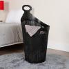 Mind Reader 60L Rolling Laundry Hamper, Clothes Basket, Wheels, Wicker Design, Plastic, 19.5″L x 14.75″W x 35″H, Black