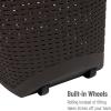 Mind Reader 60L Rolling Laundry Hamper, Clothes Basket, Wheels, Wicker Design, Plastic, 19.5″L x 14.75″W x 35″H, Brown
