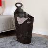 Mind Reader 60L Rolling Laundry Hamper, Clothes Basket, Wheels, Wicker Design, Plastic, 19.5″L x 14.75″W x 35″H, Brown