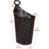 Mind Reader 60L Rolling Laundry Hamper, Clothes Basket, Wheels, Wicker Design, Plastic, 19.5″L x 14.75″W x 35″H, Brown