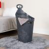 Mind Reader 60L Rolling Laundry Hamper, Clothes Basket, Wheels, Wicker Design, Plastic, 19.5″L x 14.75″W x 35″H, Gray