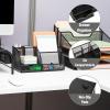 Mind Reader 7-Compartment Desktop Organizer, File & Accessory Storage, Metal Mesh Office Organizer for Desk, Workspace, Mail, Pink(Black)
