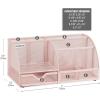 Mind Reader 7-Compartment Desktop Organizer, File & Accessory Storage, Metal Mesh Office Organizer for Desk, Workspace, Mail, Pink(Pink)