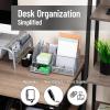 Mind Reader 7-Compartment Desktop Organizer, File & Accessory Storage, Metal Mesh Office Organizer for Desk, Workspace, Mail, Pink(Silver)