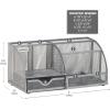 Mind Reader 7-Compartment Desktop Organizer, File & Accessory Storage, Metal Mesh Office Organizer for Desk, Workspace, Mail, Pink(Silver)