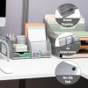 Mind Reader 7-Compartment Desktop Organizer, File & Accessory Storage, Metal Mesh Office Organizer for Desk, Workspace, Mail, Pink(Silver)