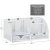 Mind Reader 7-Compartment Desktop Organizer, File & Accessory Storage, Metal Mesh Office Organizer for Desk, Workspace, Mail, Pink(White)