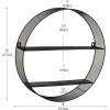 Mind Reader Circular Floating Shelves, Wall Decor, Accent Shelf, Office, Bathroom, Metal Mesh, 18″ L x 4″ W x 18″ H, Black(Black)