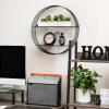 Mind Reader Circular Floating Shelves, Wall Decor, Accent Shelf, Office, Bathroom, Metal Mesh, 18″ L x 4″ W x 18″ H, Black(Black)