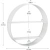 Mind Reader Circular Floating Shelves, Wall Decor, Accent Shelf, Office, Bathroom, Metal Mesh, 18″ L x 4″ W x 18″ H, Black(White)