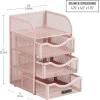 Mind Reader Desktop Accessory Storage, Paper Binder Clip Basket, Workspace, Office, Metal Mesh, 4.75″L x 5″W x 8″H, Silver(Pink)