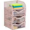 Mind Reader Desktop Accessory Storage, Paper Binder Clip Basket, Workspace, Office, Metal Mesh, 4.75″L x 5″W x 8″H, Silver(Pink)