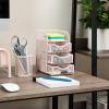 Mind Reader Desktop Accessory Storage, Paper Binder Clip Basket, Workspace, Office, Metal Mesh, 4.75″L x 5″W x 8″H, Silver(Pink)