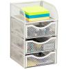 Mind Reader Desktop Accessory Storage, Paper Binder Clip Basket, Workspace, Office, Metal Mesh, 4.75″L x 5″W x 8″H, Silver(White)