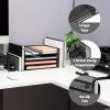Mind Reader Desktop Organizer, File Storage, Paper Tray, Workspace, Office, Metal Mesh, 16.75″L x 9.15″W x 6″H, White(Black)