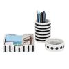 Mind Reader Desktop Organizer Set, 3 Pcs., Pen Cup, Clip Dish, Memo Tray, Office, Ceramic, 3″ L x 3″ W x 4″ H, Black & White
