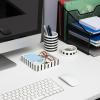 Mind Reader Desktop Organizer Set, 3 Pcs., Pen Cup, Clip Dish, Memo Tray, Office, Ceramic, 3″ L x 3″ W x 4″ H, Black & White