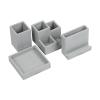 Mind Reader Desktop Organizer Set, 4 Pcs., Pen Cup, Catch All Tray, Phone Holder, Office, Cement, 5″ L x 5″ W x 4″ H, Gray