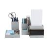 Mind Reader Desktop Organizer Set, 4 Pcs., Pen Cup, Catch All Tray, Phone Holder, Office, Cement, 5″ L x 5″ W x 4″ H, Gray